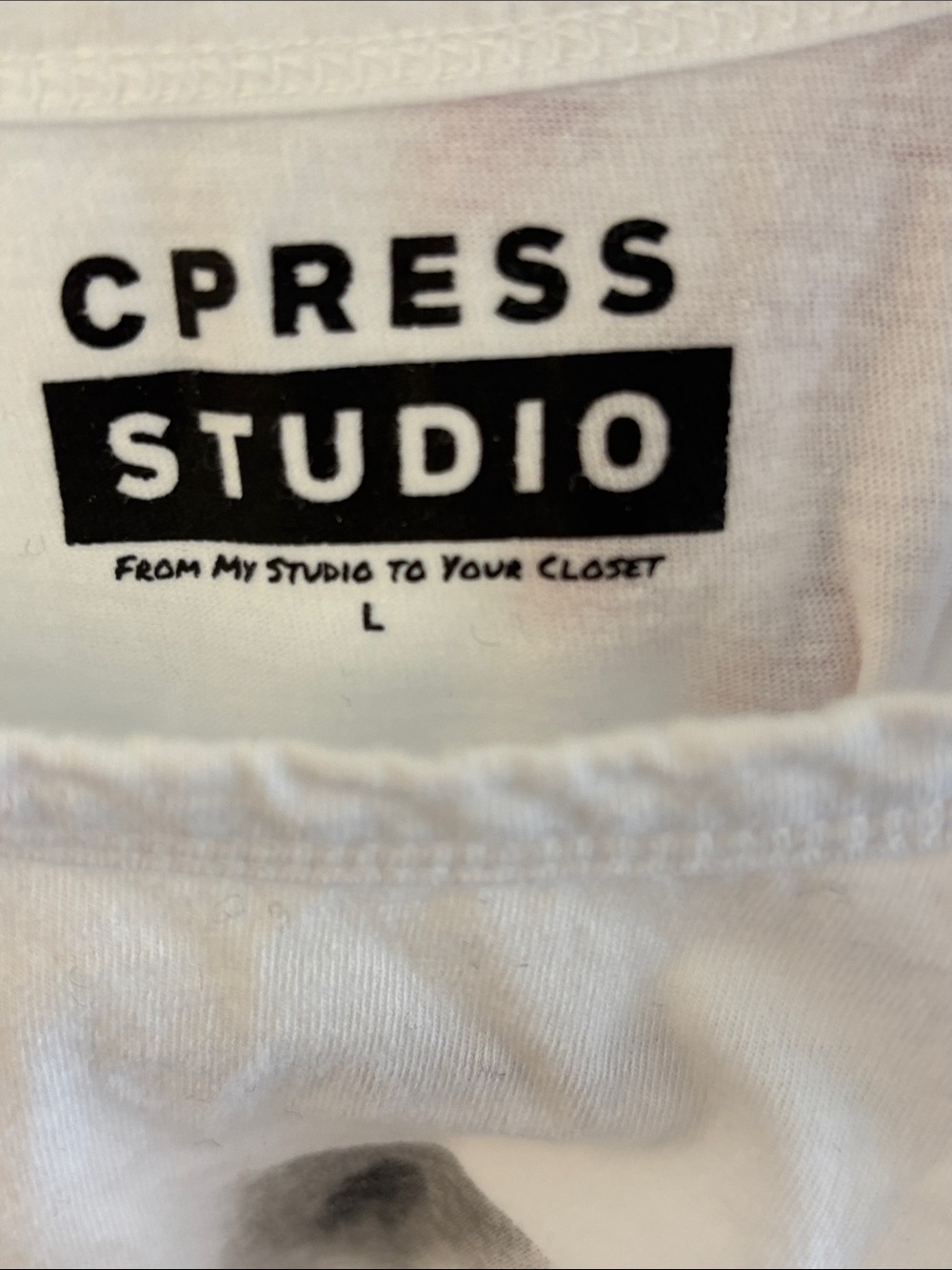 CPress Studio “He Loves Me He Loves Me Not” Brody Tank White Graphic Top LARGE - Picture 8 of 8